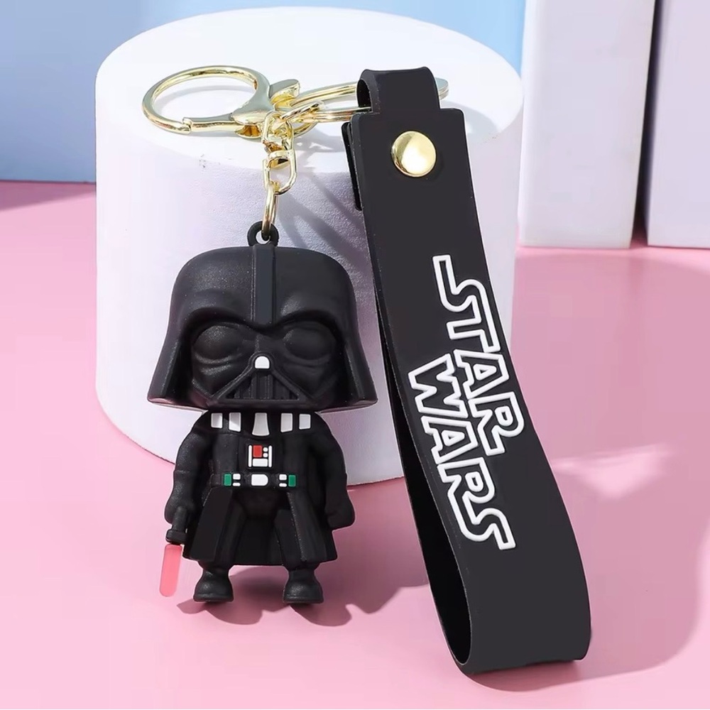 Star Wars Black and Gold Darth Vader Rubber Keychain with Logo Strap